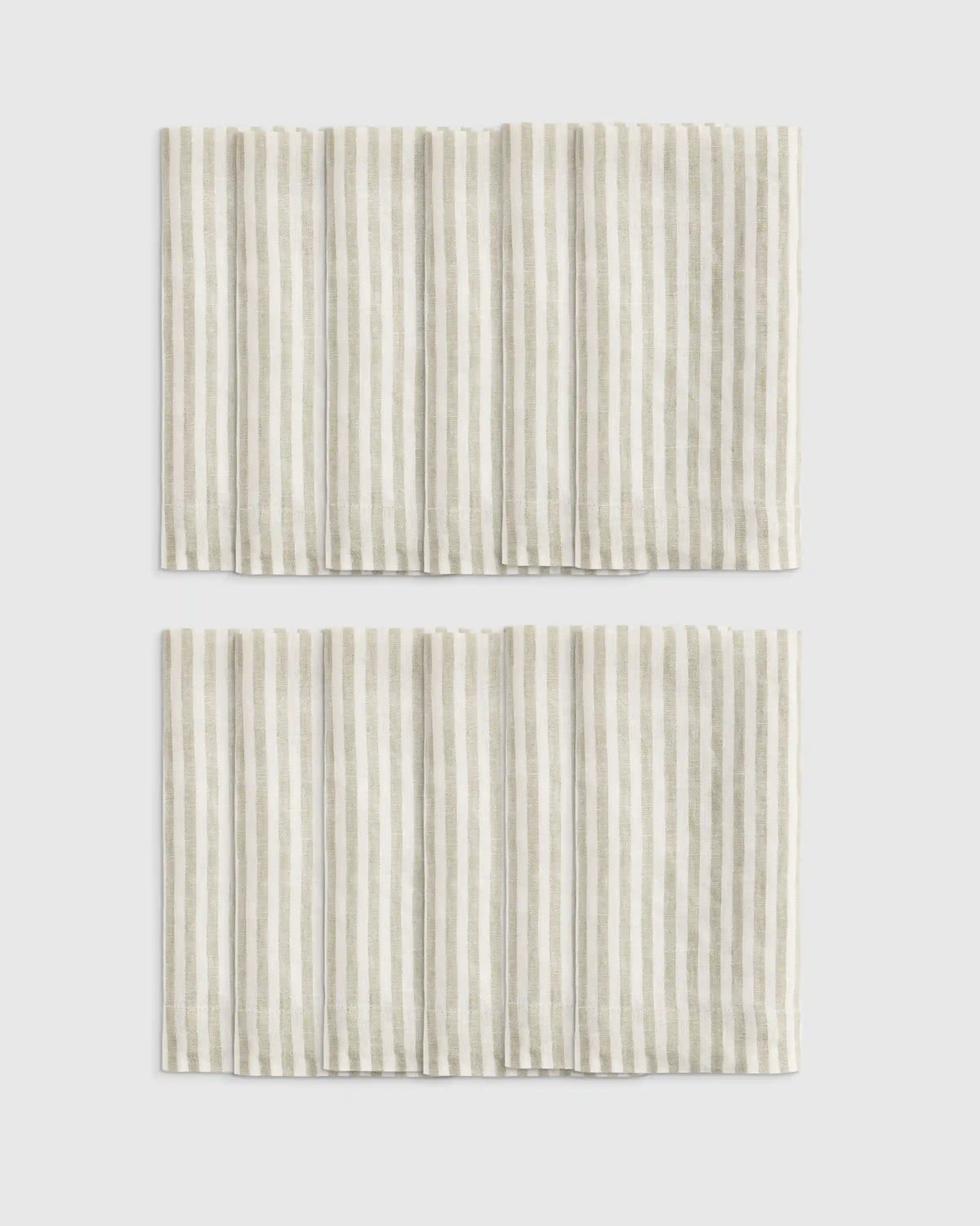 European Linen Wide-Hem Stripe Napkins, Set of 12