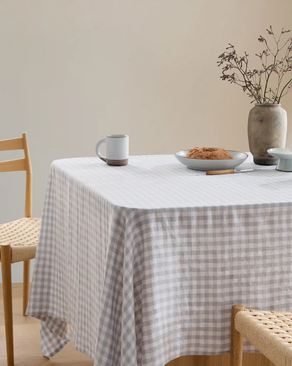 European Linen Gingham Tablecloth