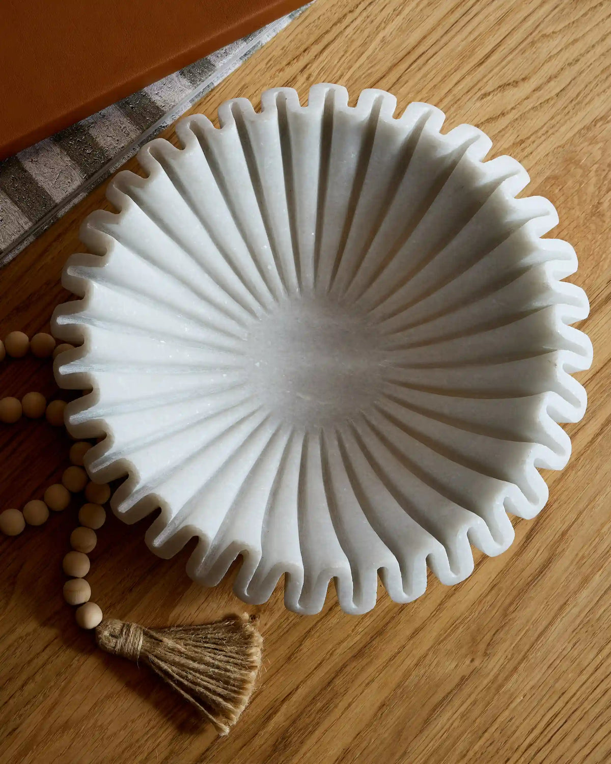 Handcrafted Fluted Marble Decorative Bowl