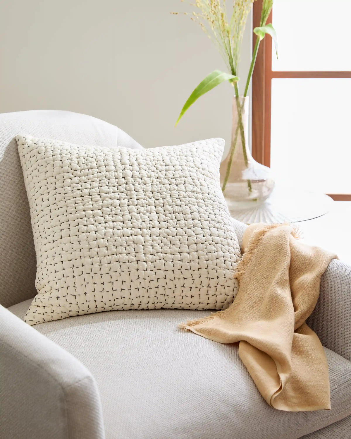 Organic Cotton Hand Stitched Pillow Cover
