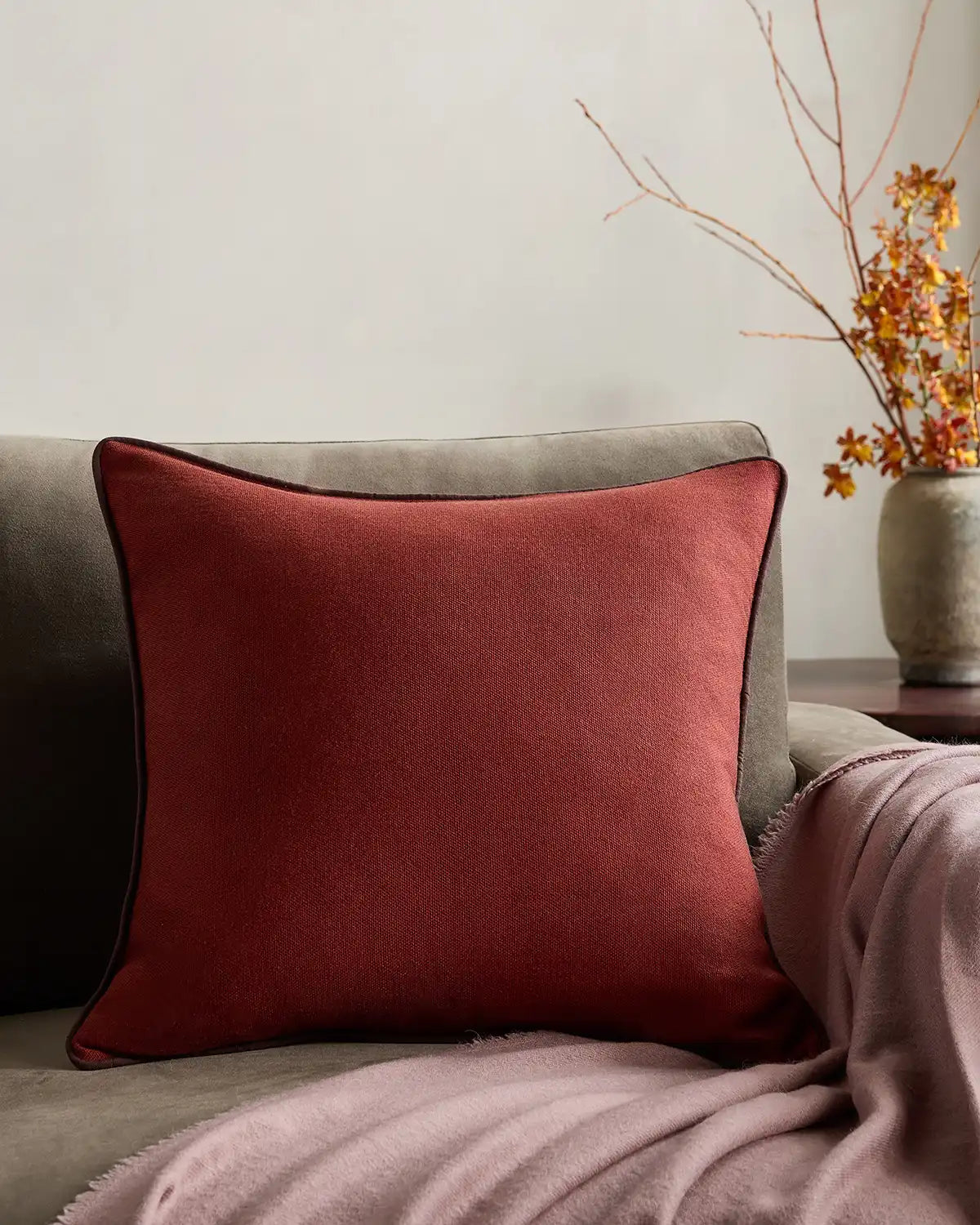 Contrast Piped Wool Pillow Cover (Set of 2)