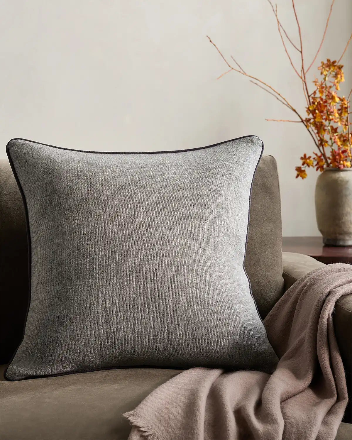 Contrast Piped Wool Pillow Cover (Set of 2)