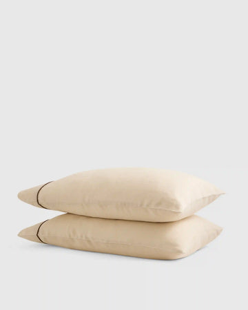 European Linen Piped Pillowcase Set