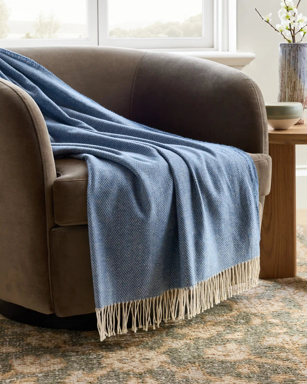 Lightweight Italian Cotton Herringbone Throw