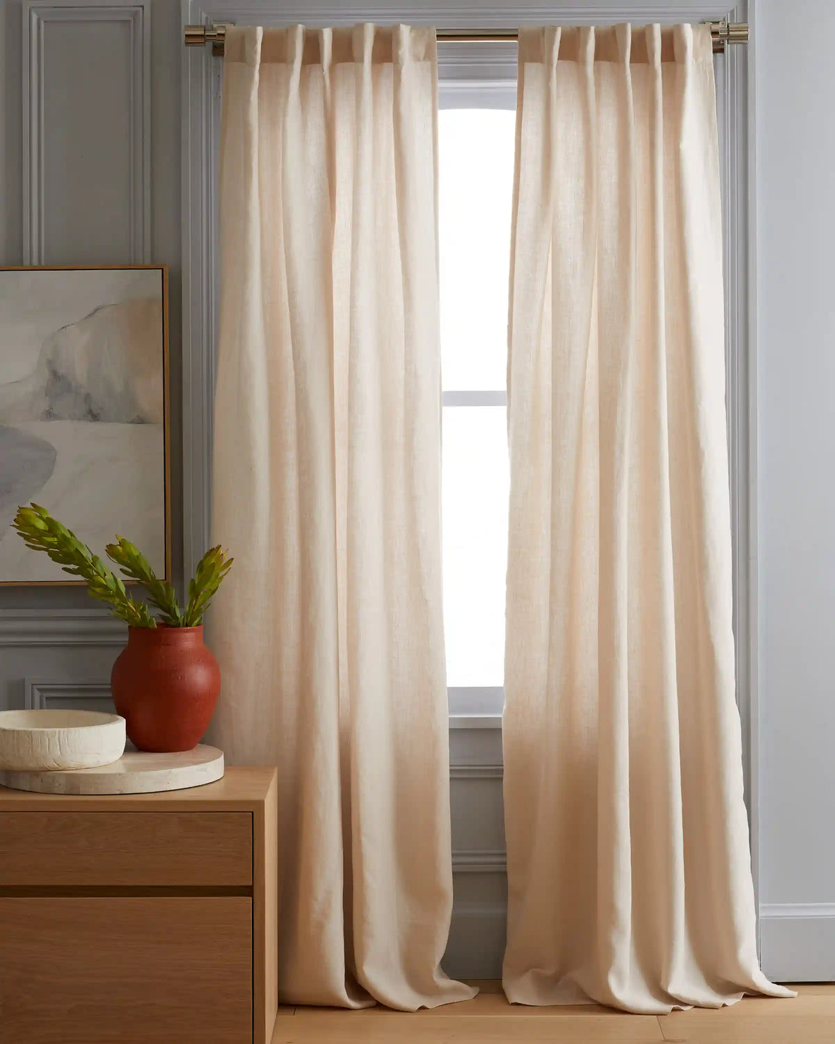European Linen Curtain - Single Panel