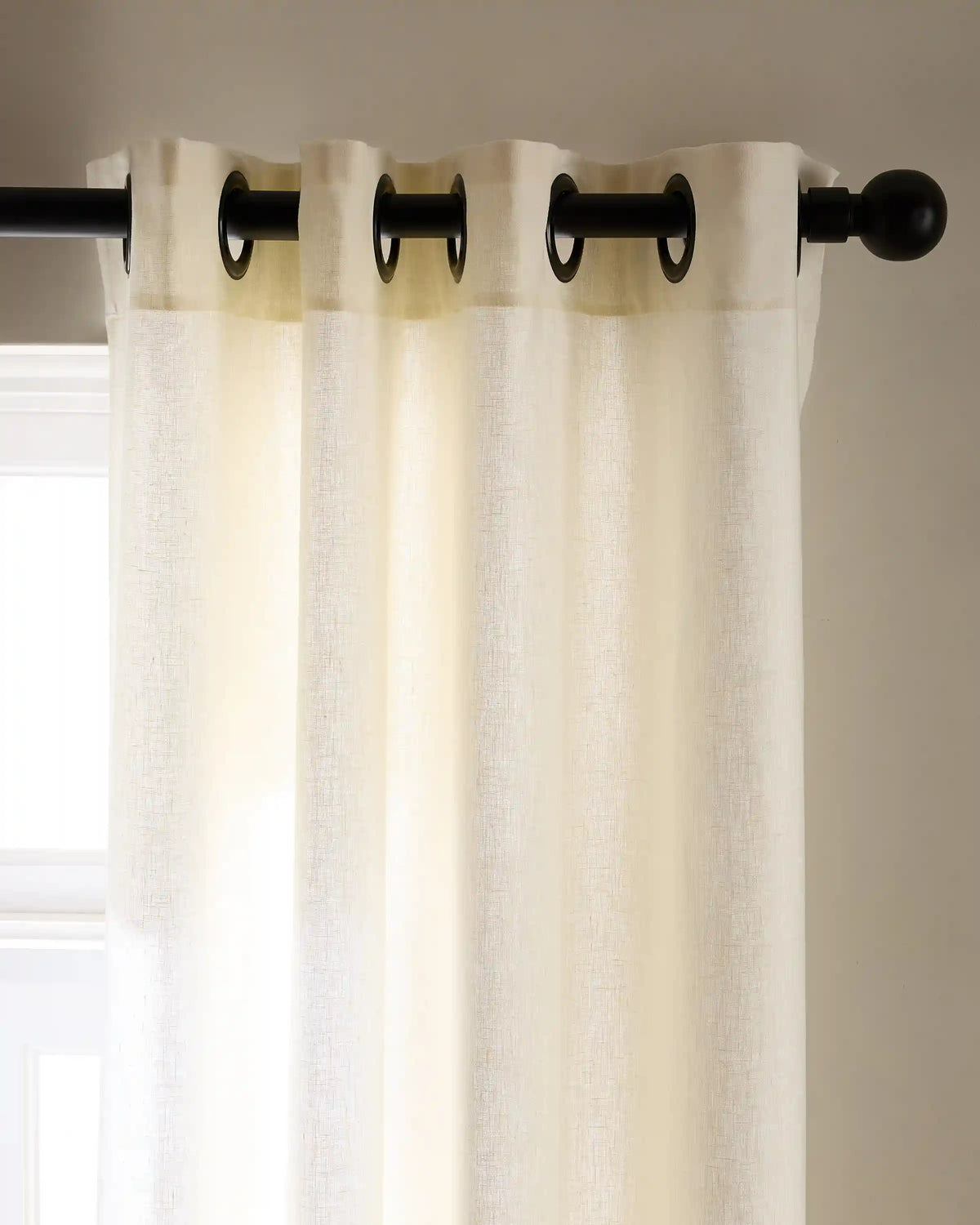European Linen Grommet Curtain - Single Panel