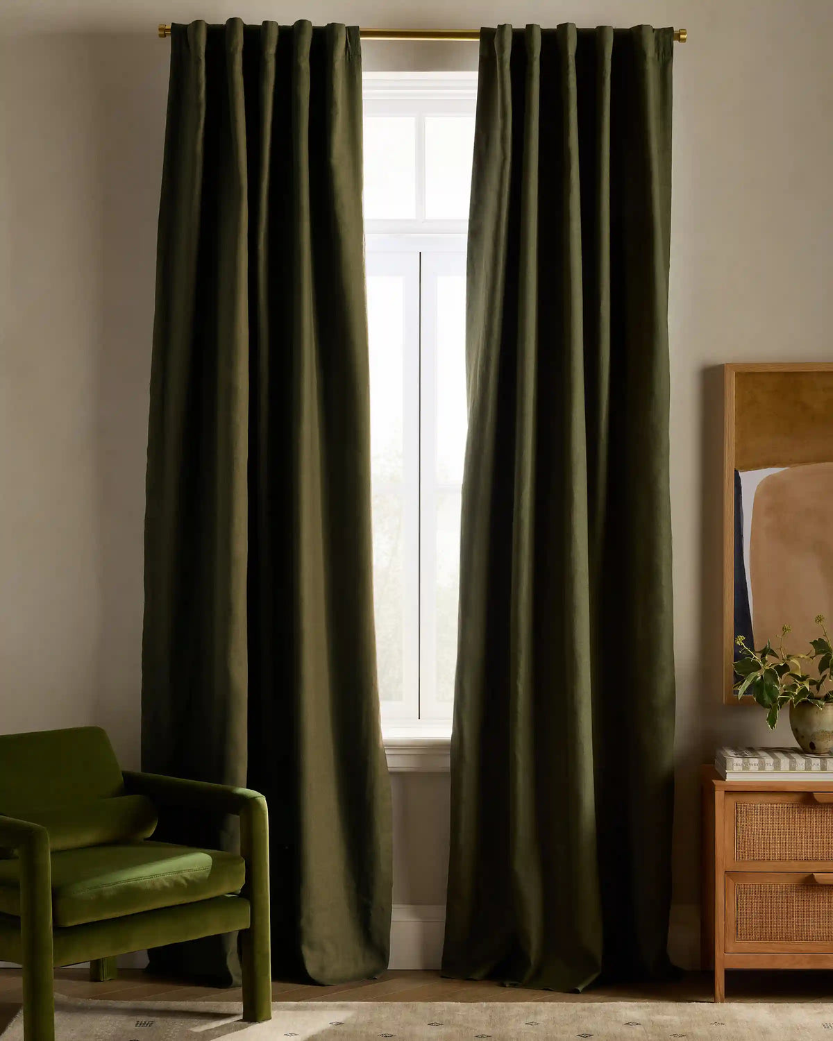 European Linen Room Darkening Curtain - Single Panel