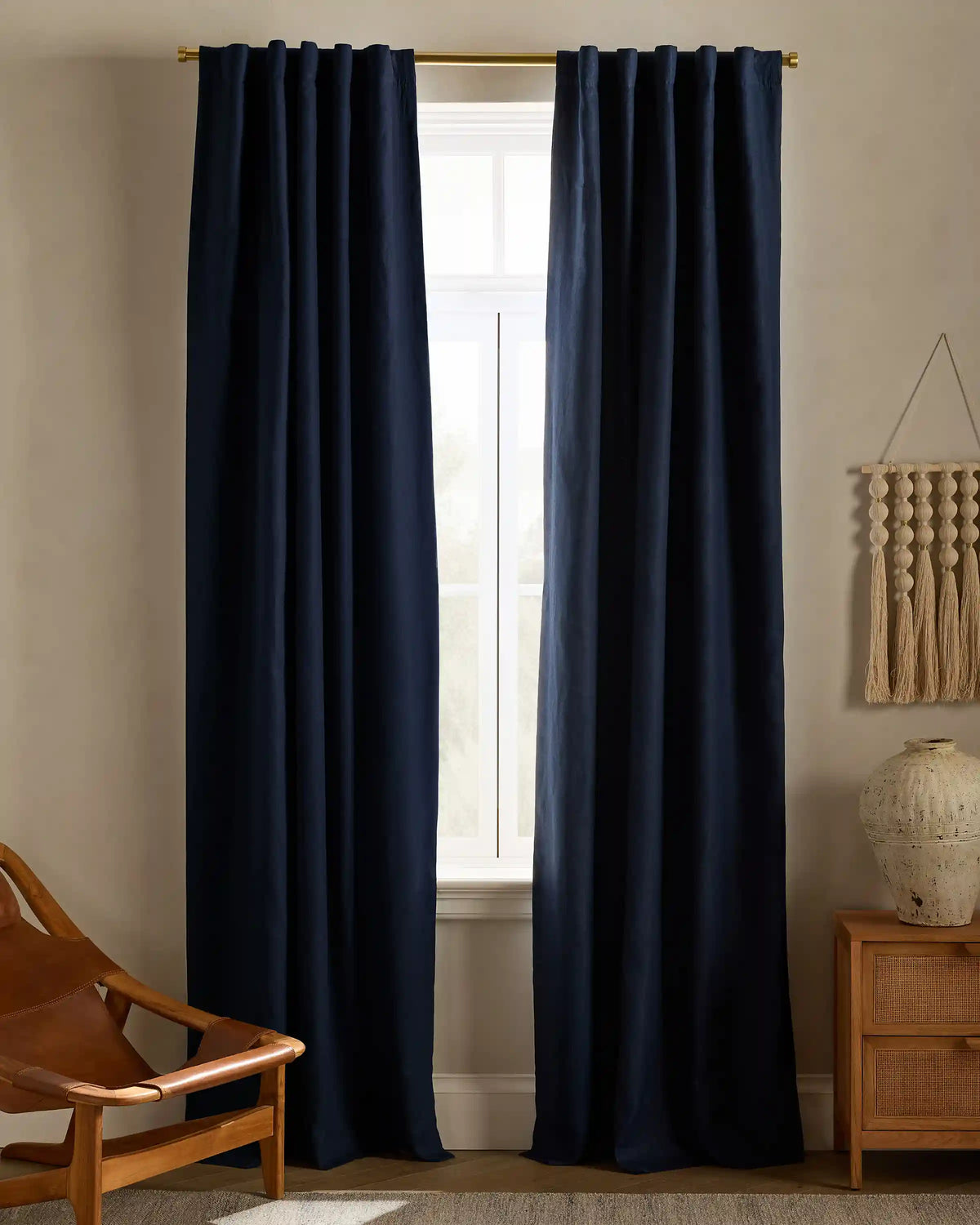 European Linen Room Darkening Curtain - Single Panel