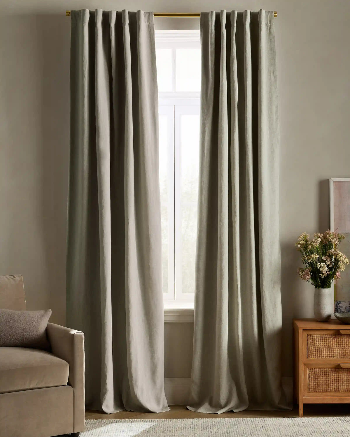 European Linen Room Darkening Curtain - Single Panel