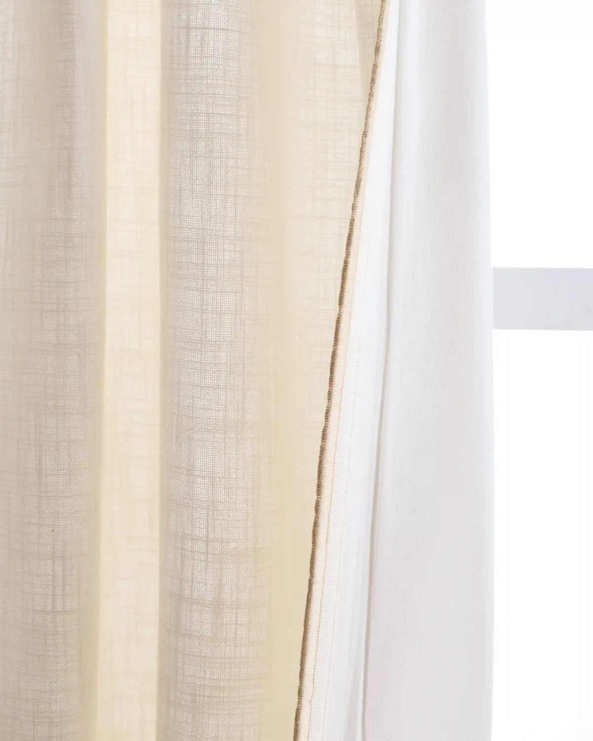 Piped Edge Cotton Curtain - Single Panel