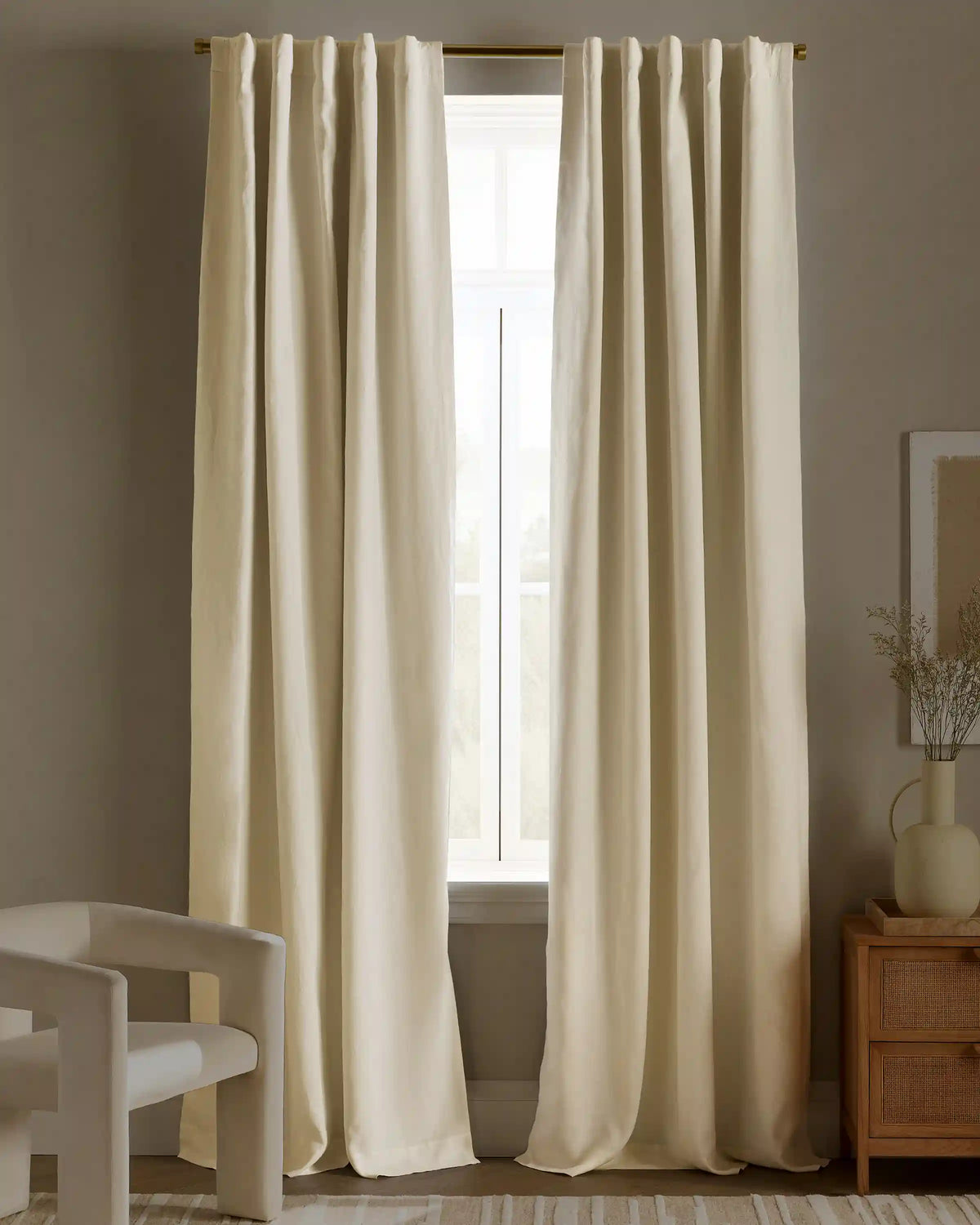 European Linen True Blackout Curtain - Single Panel