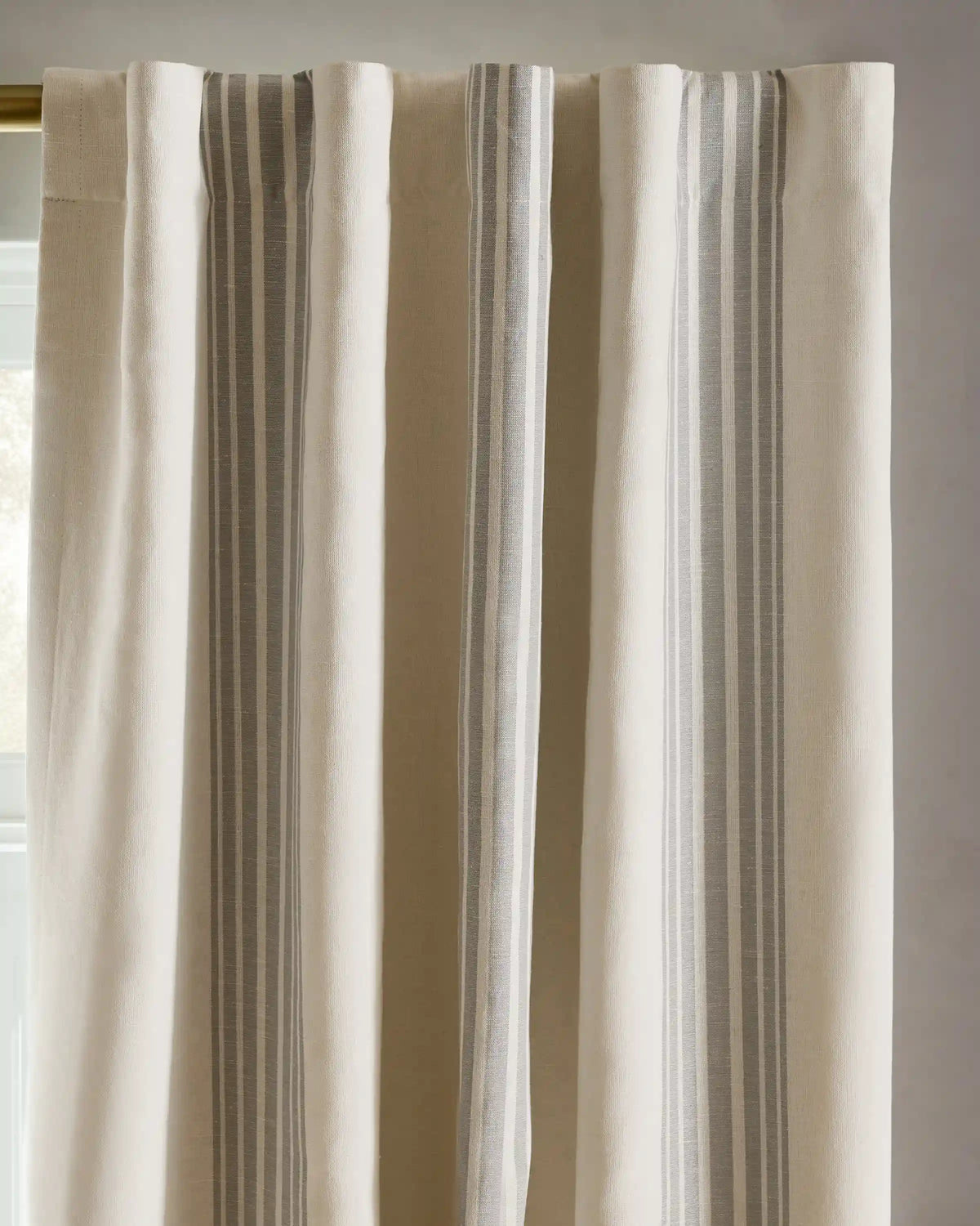 Coastal Stripe Linen Cotton True Blackout Curtain - Single Panel