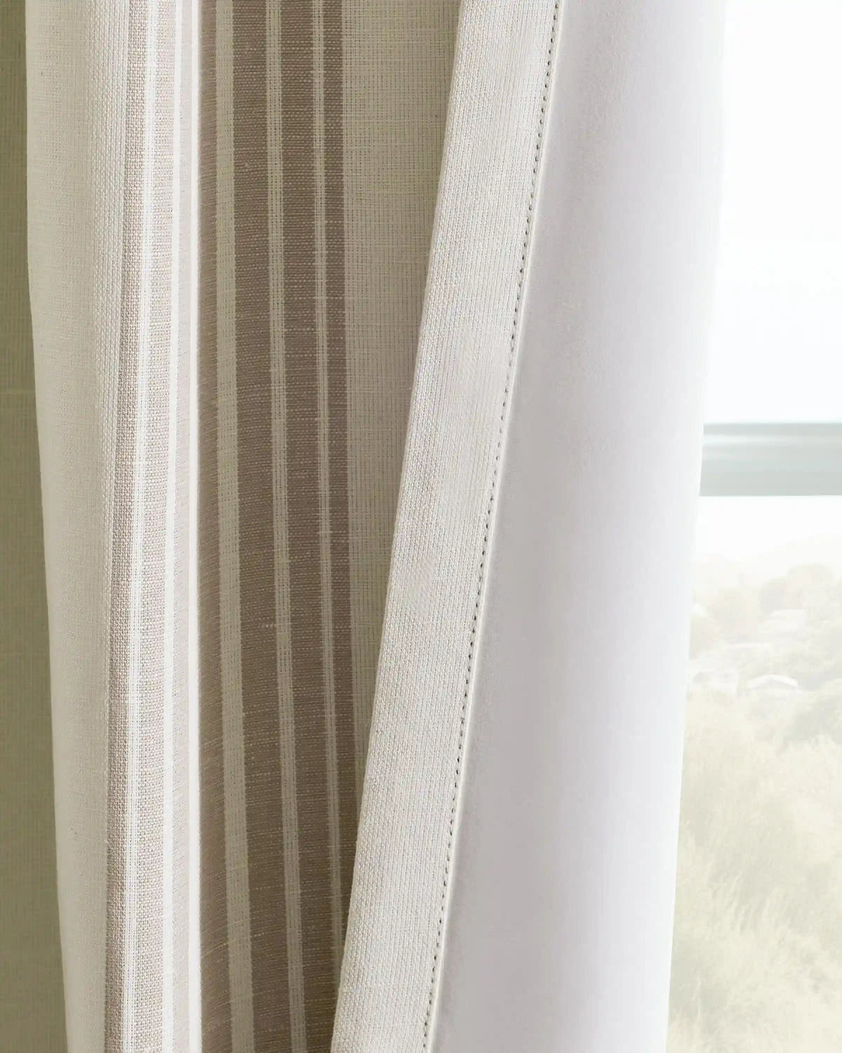 Coastal Stripe Linen Cotton True Blackout Curtain - Single Panel
