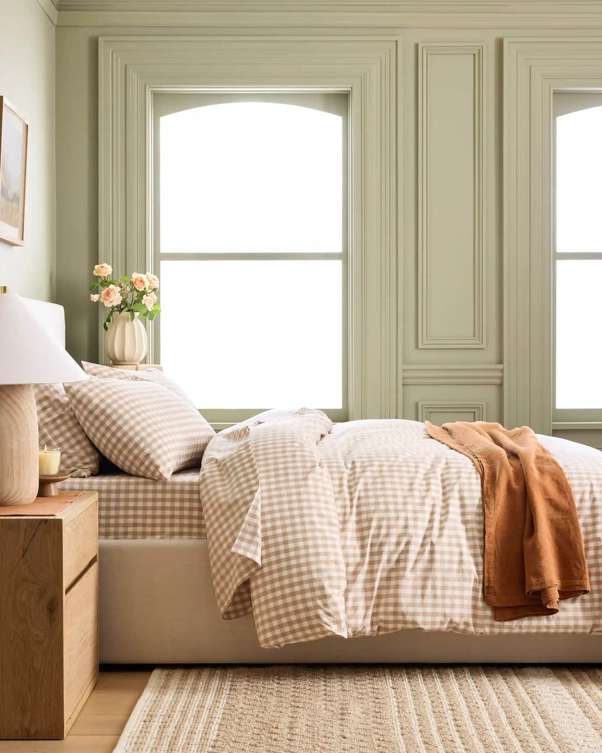 Organic Crisp Percale Gingham Duvet Cover