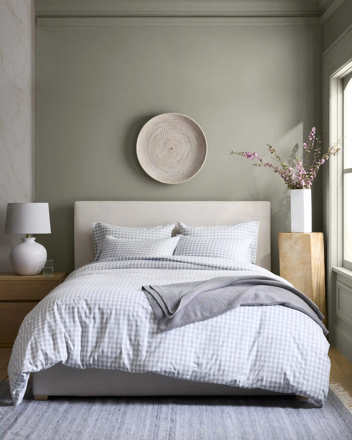 Organic Crisp Percale Gingham Deluxe Bedding Bundle