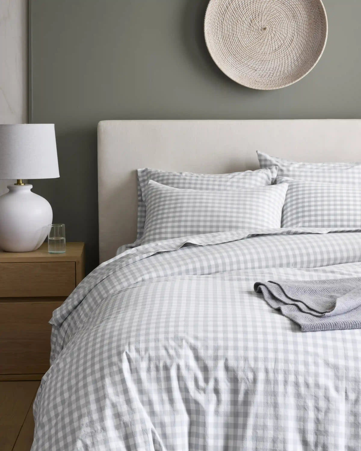 Organic Crisp Percale Gingham Duvet Cover Set