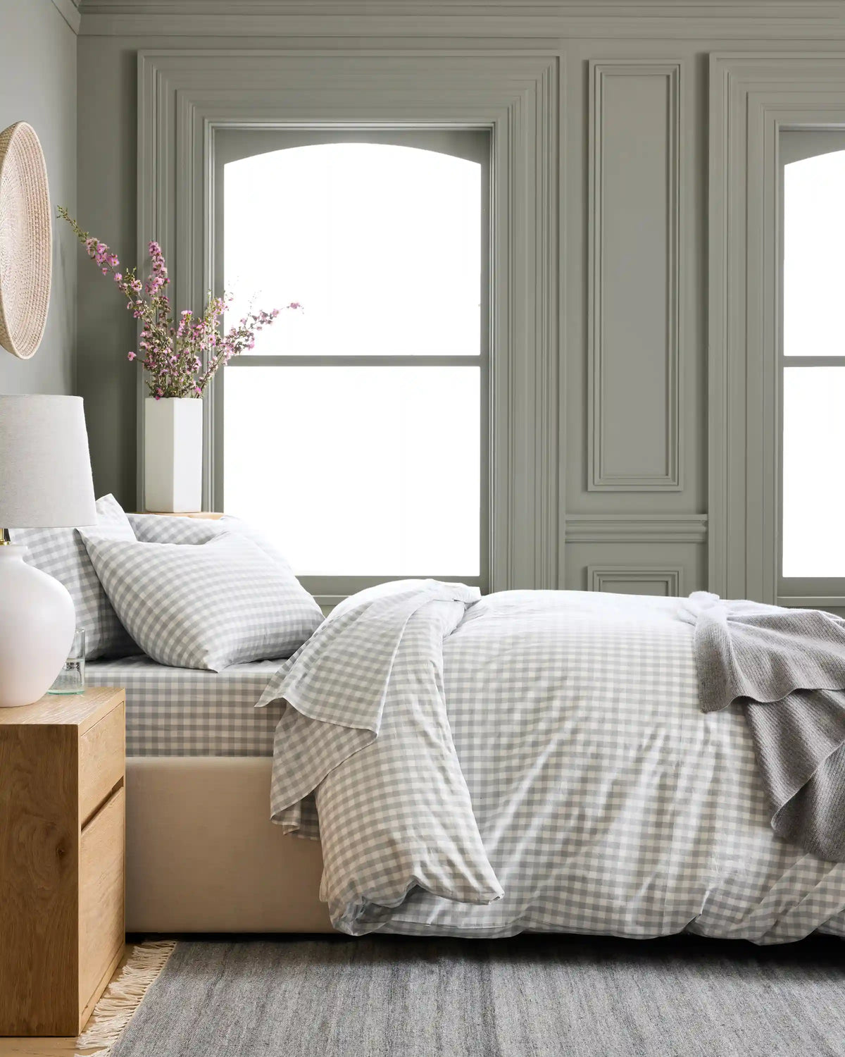 Organic Crisp Percale Gingham Duvet Cover Set