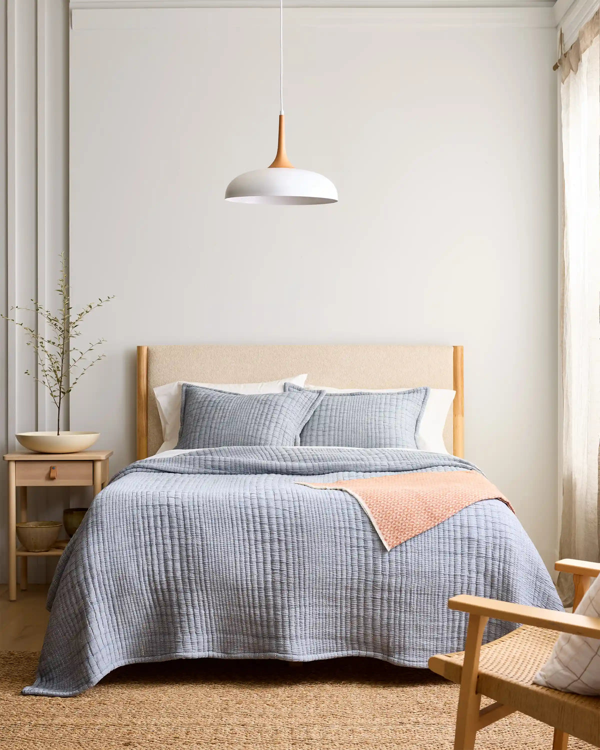 Organic Cotton Channel Stitch Coverlet Set