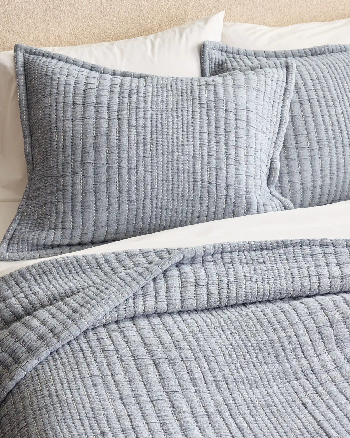 Organic Cotton Channel Stitch Coverlet Set