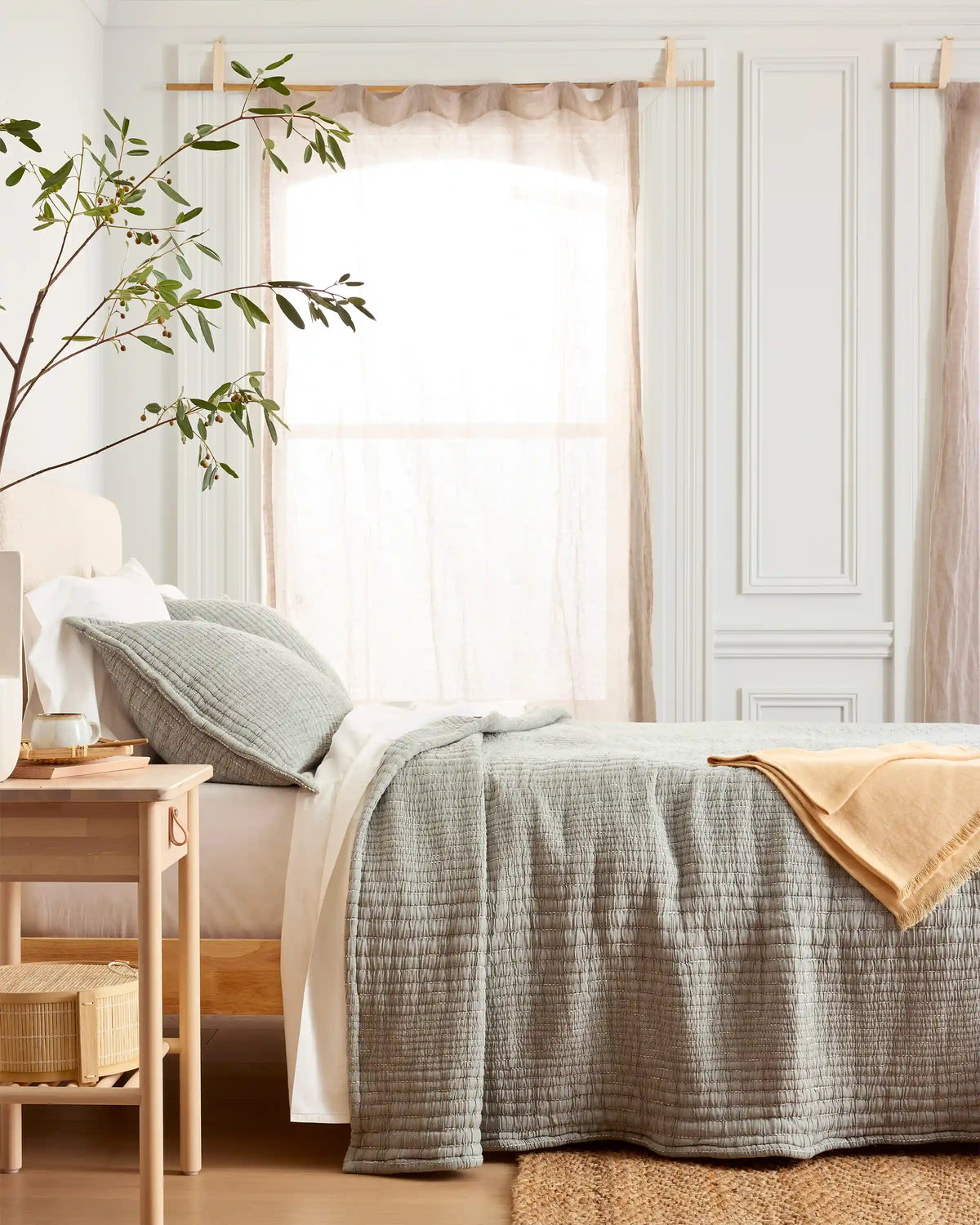 Organic Cotton Channel Stitch Coverlet Set