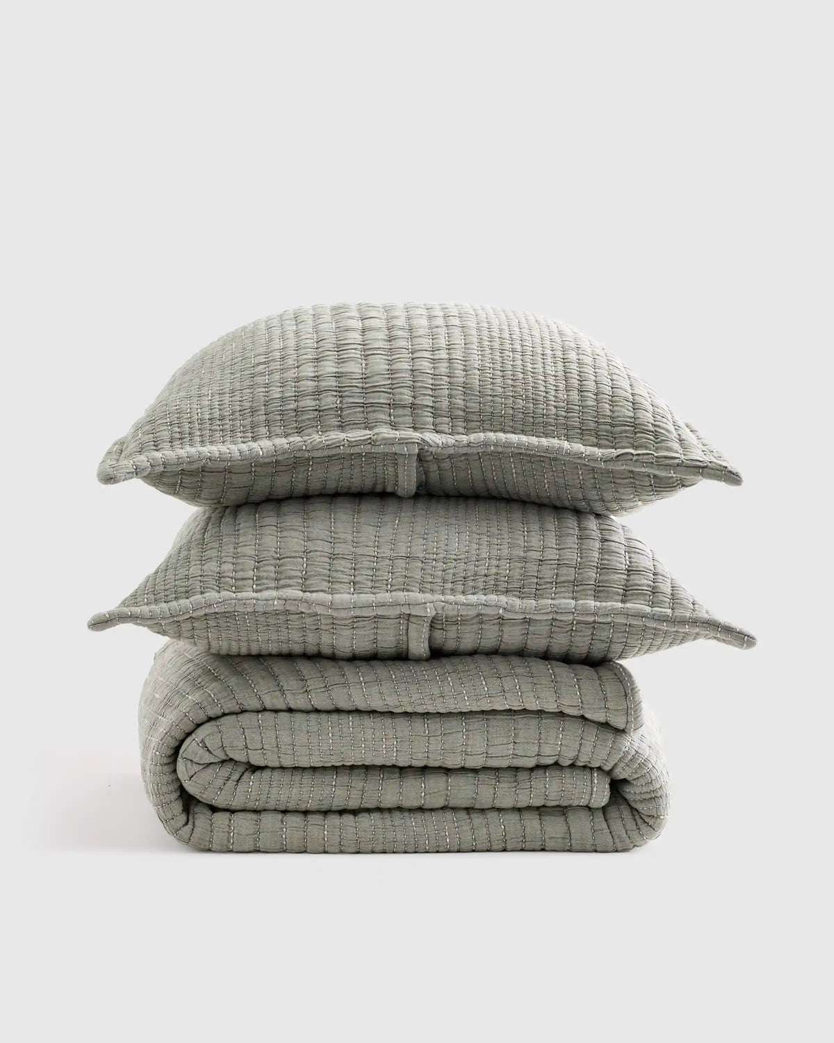Organic Cotton Channel Stitch Coverlet Set