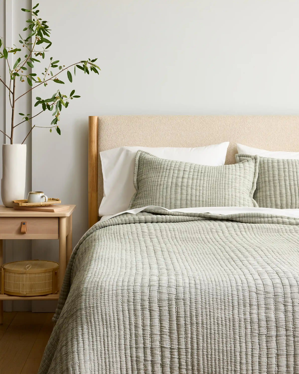 Organic Cotton Channel Stitch Coverlet Set