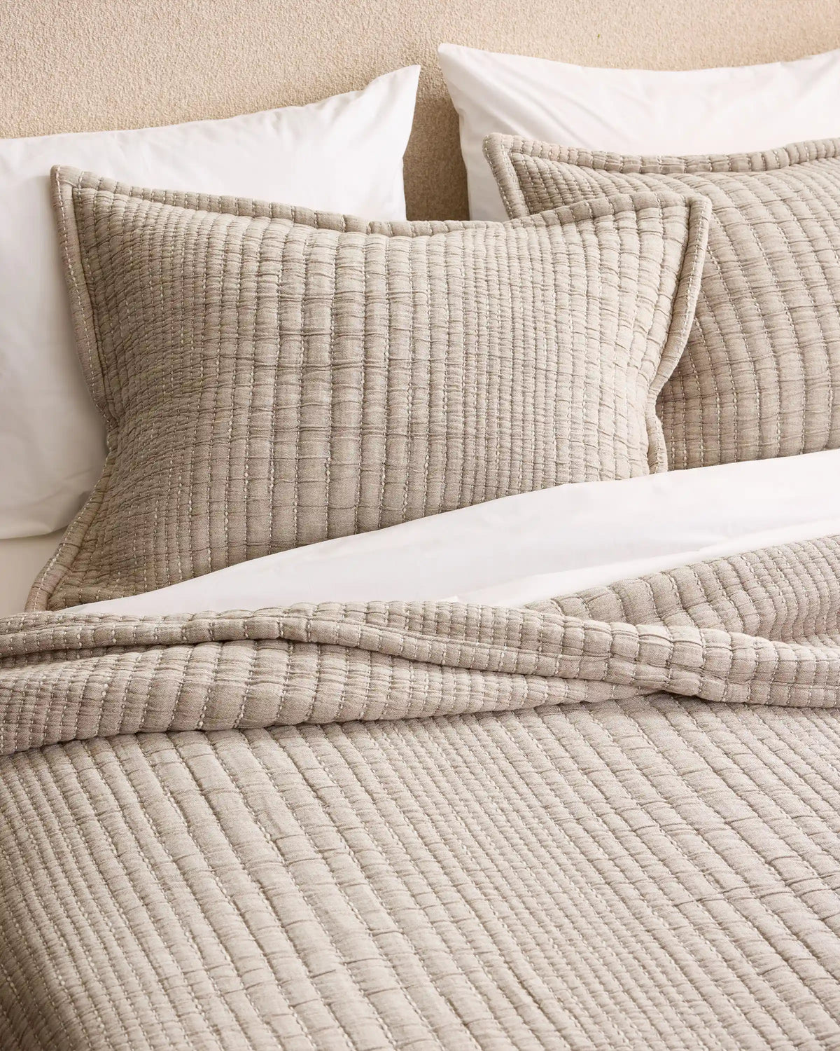Organic Cotton Channel Stitch Coverlet Set