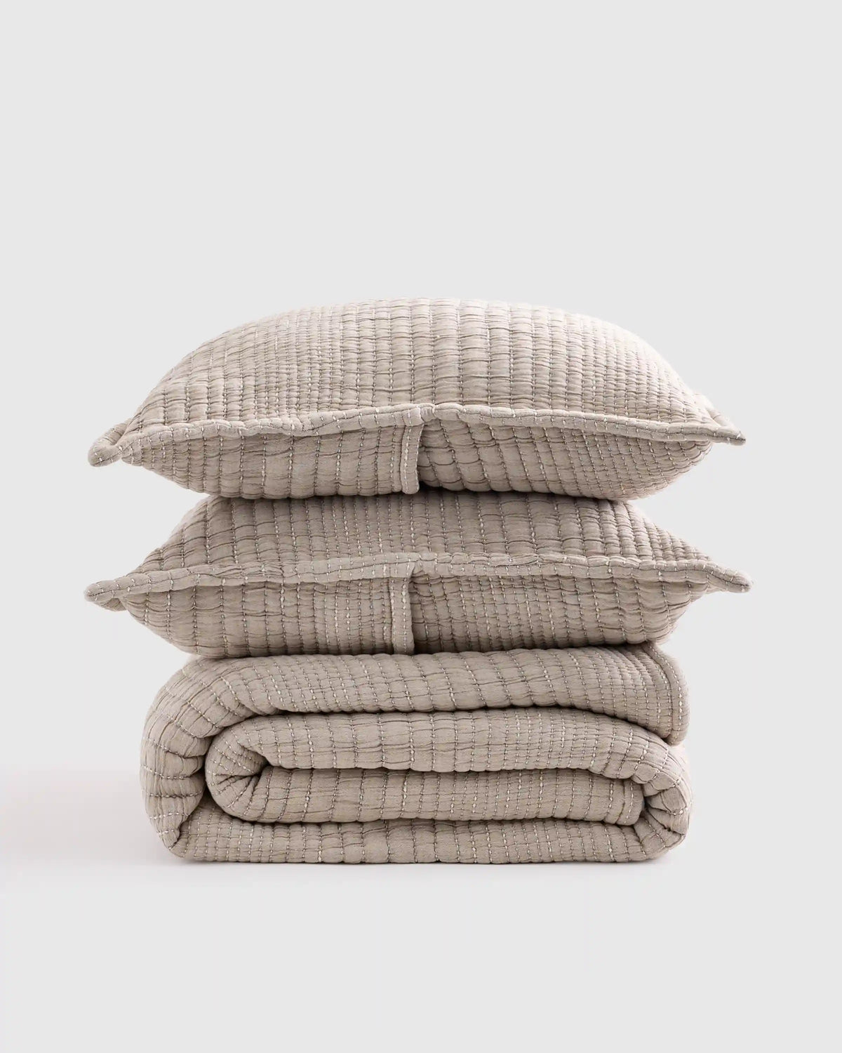 Organic Cotton Channel Stitch Coverlet Set