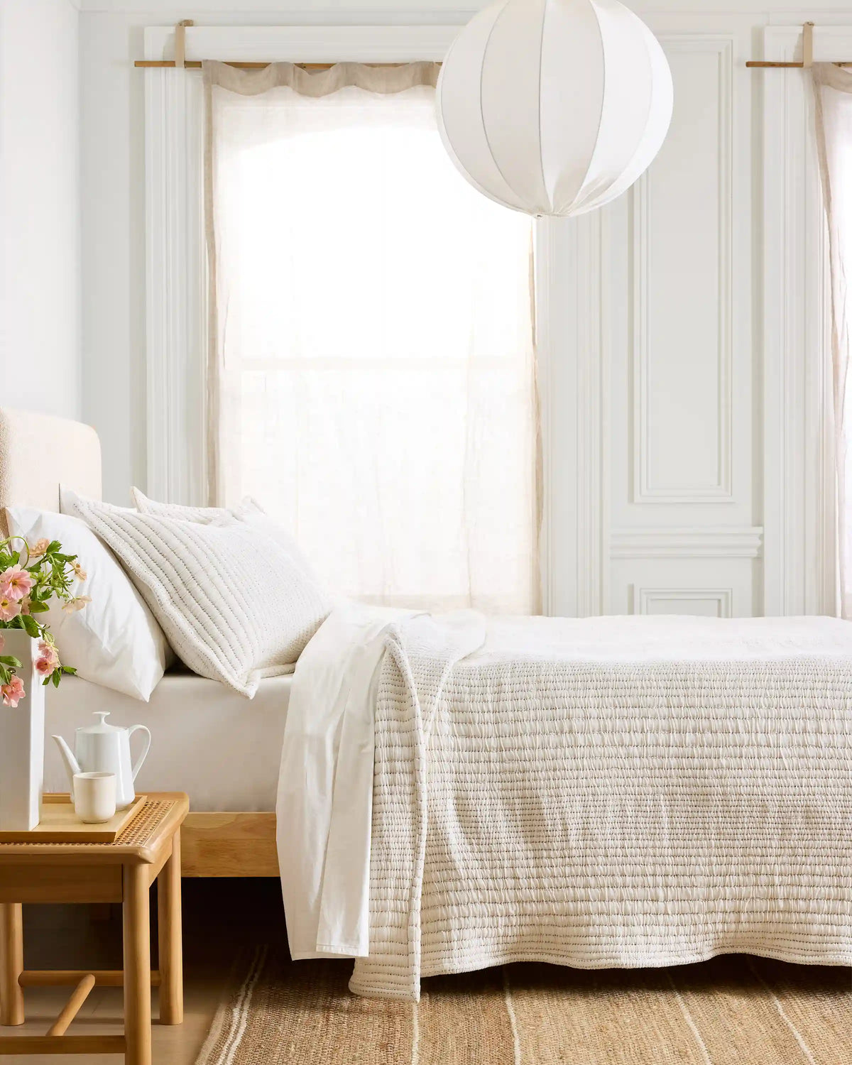 Organic Cotton Channel Stitch Coverlet Set