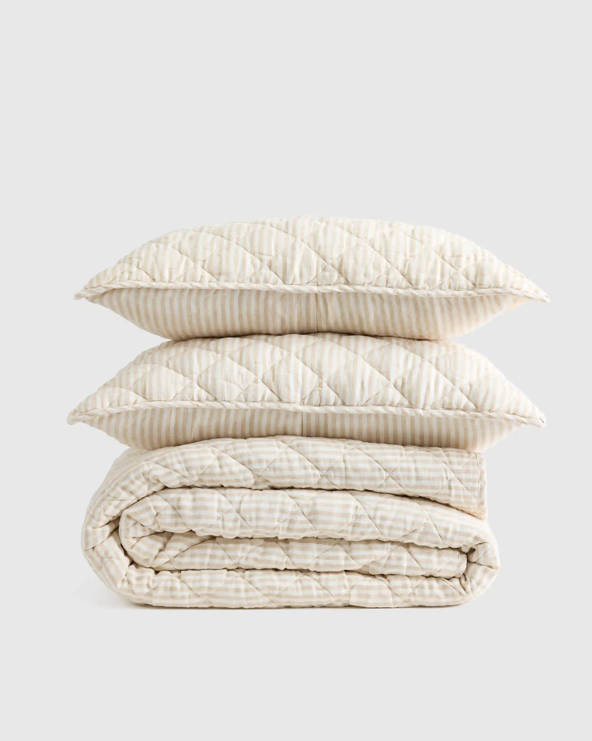 European Linen Stripe Quilt Set