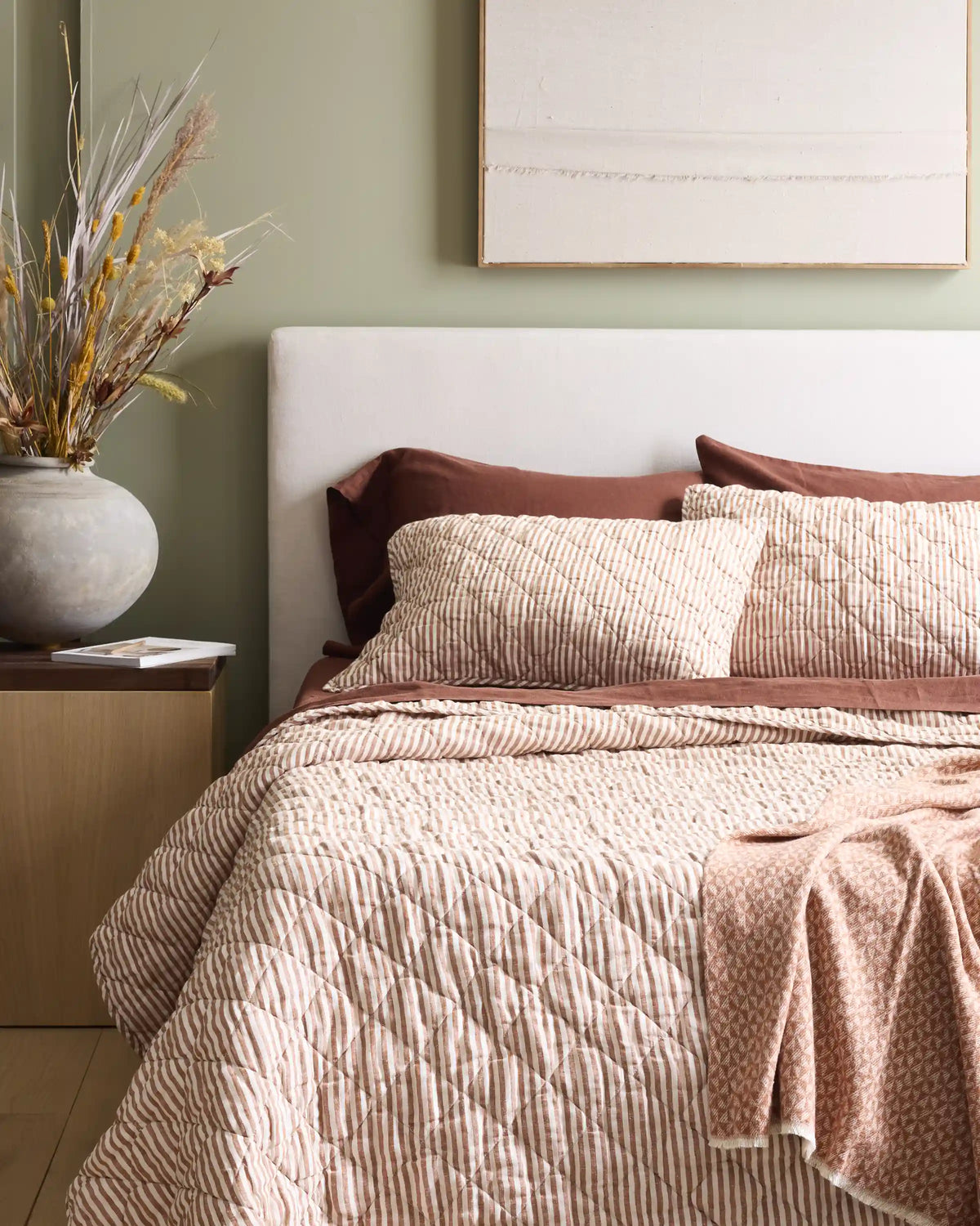 European Linen Stripe Quilt Set