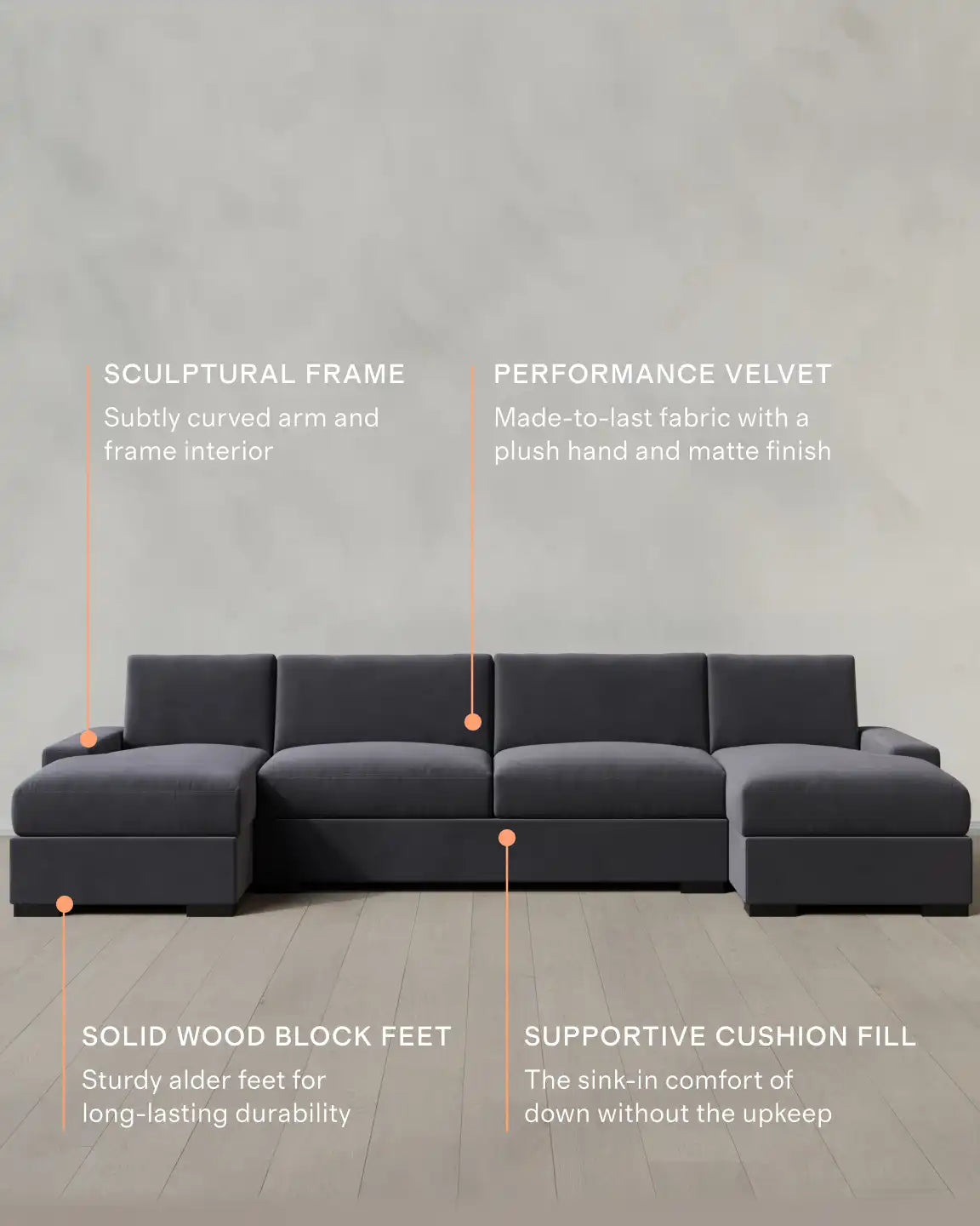 Stillman U Sectional in Performance Velvet