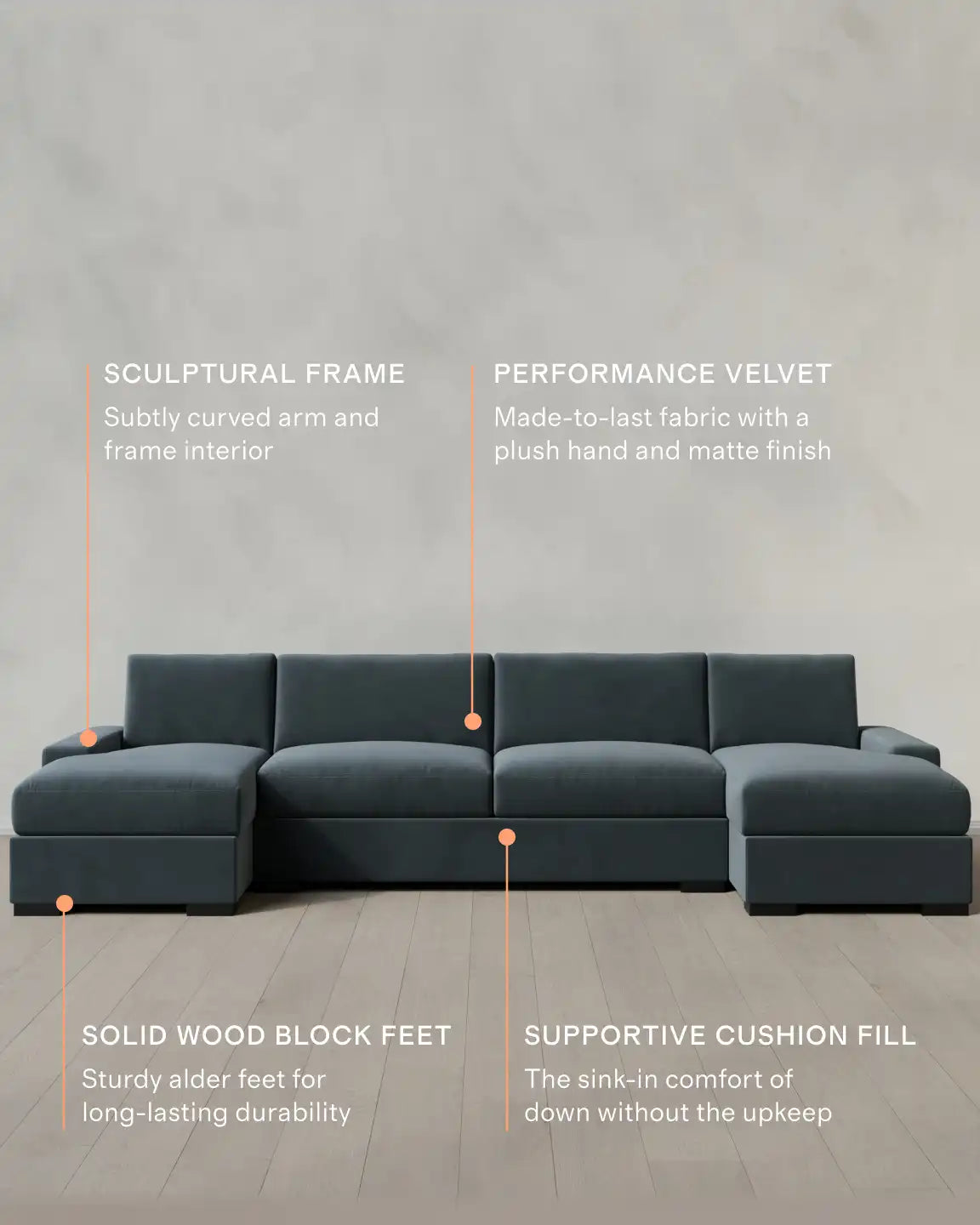 Stillman U Sectional in Performance Velvet