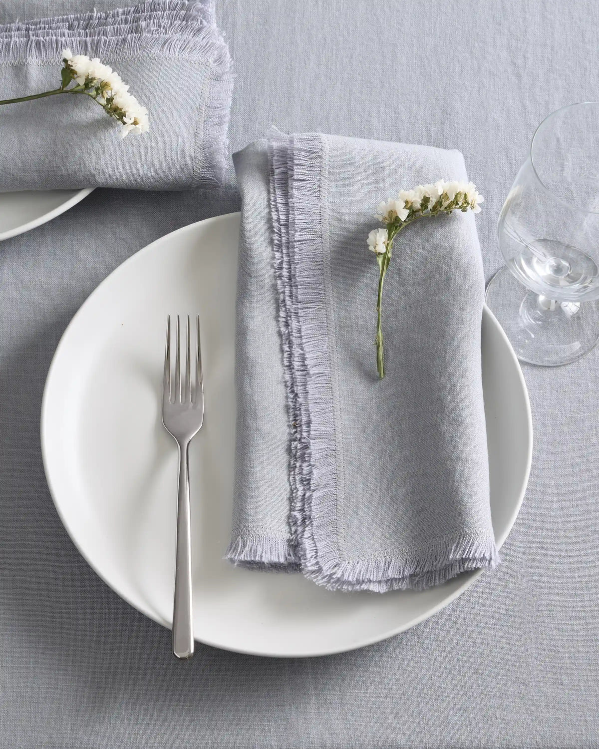 European Linen Fringe Napkins, Set of 8