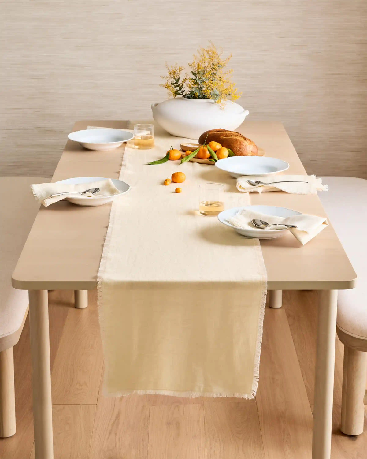 European Linen Fringe Table Runner