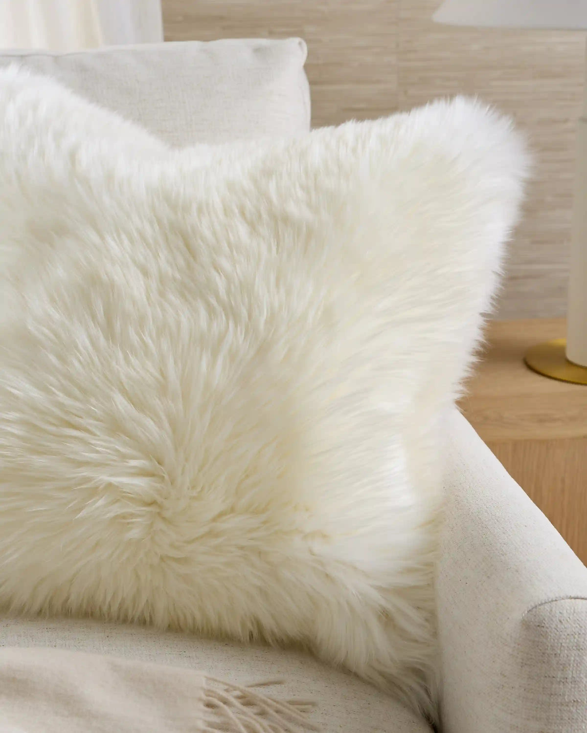 Natural Sheepskin Accent Pillow Cover
