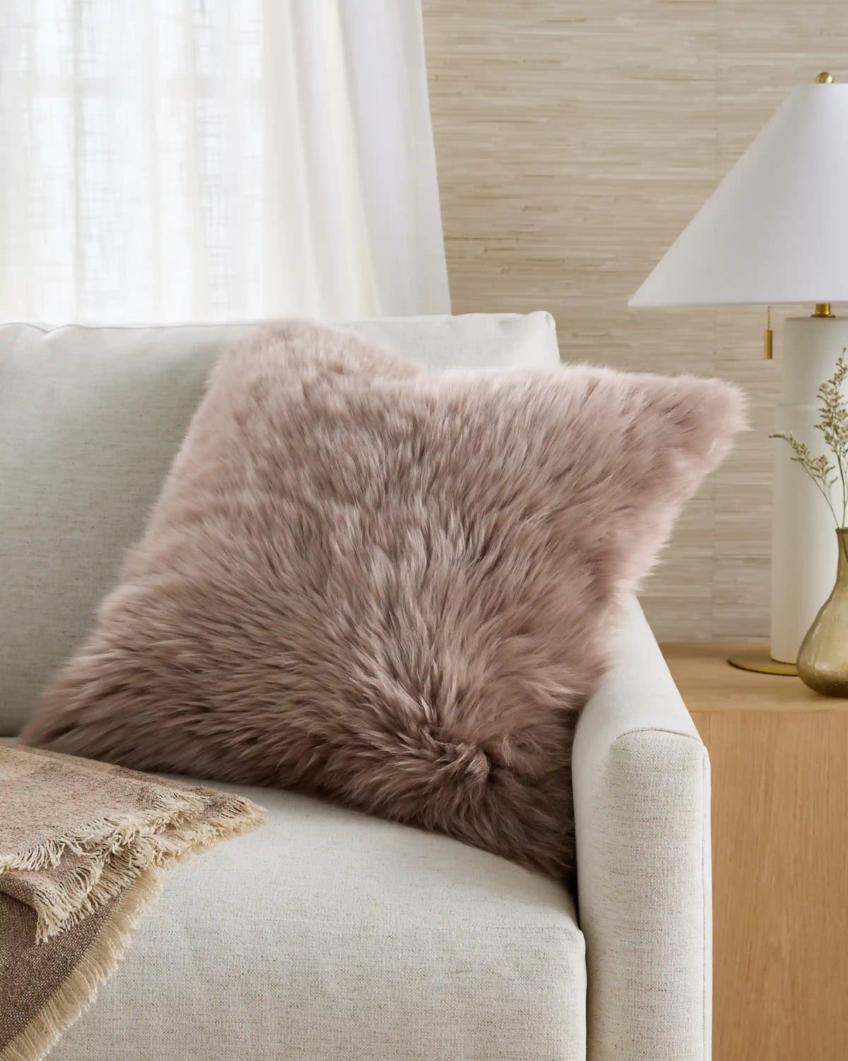Natural Sheepskin Accent Pillow Cover