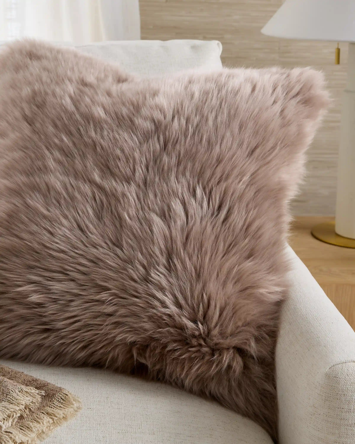 Natural Sheepskin Accent Pillow Cover