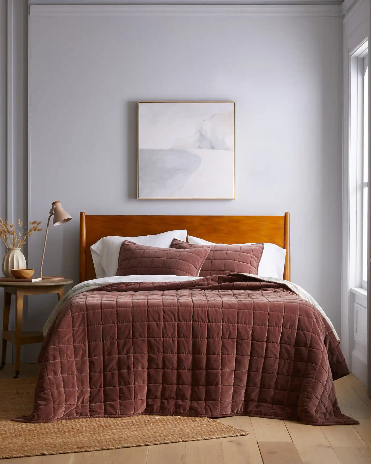 Cotton Velvet Box Quilted Sham Set