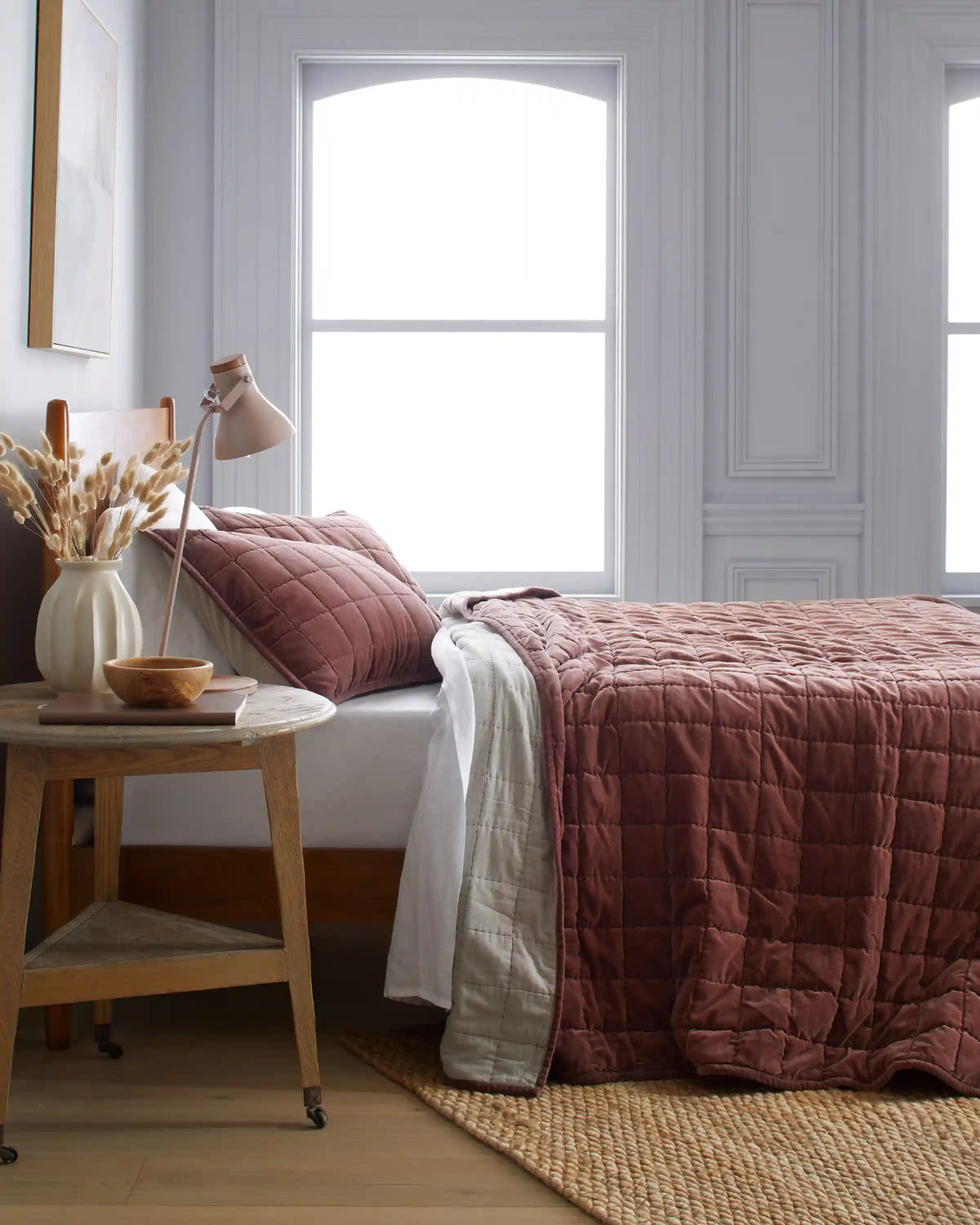 Cotton Velvet Box Quilted Sham Set