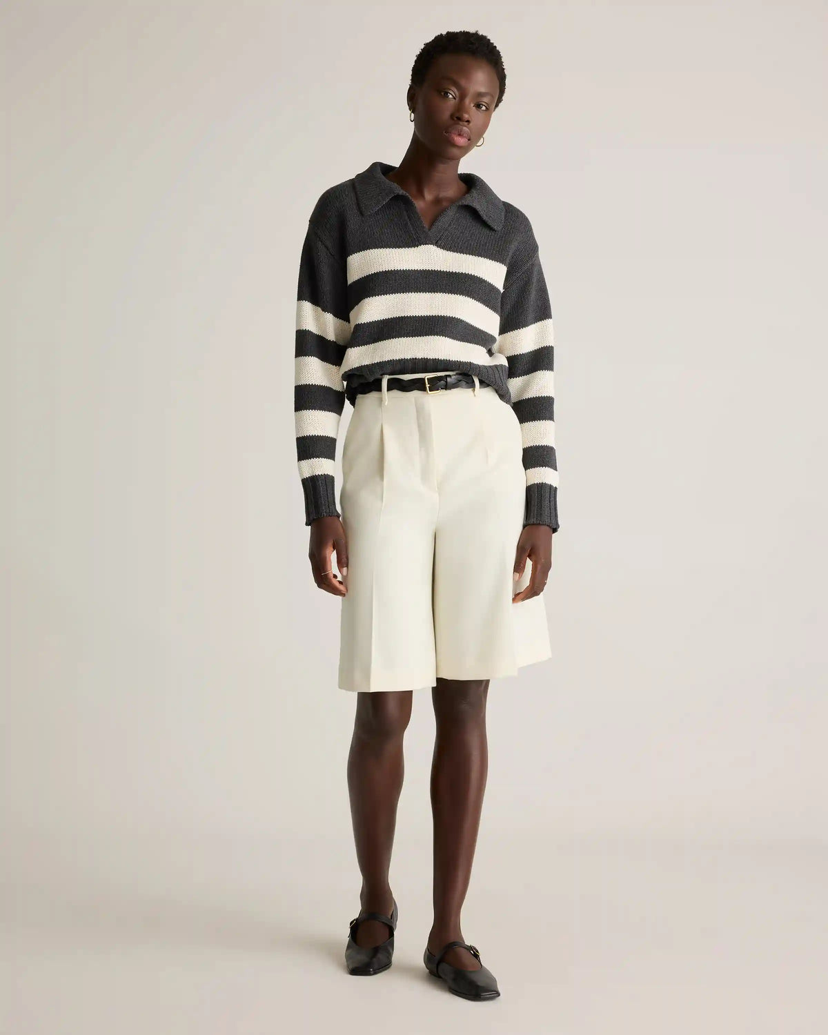 100% Organic Cropped Cotton Polo Sweater