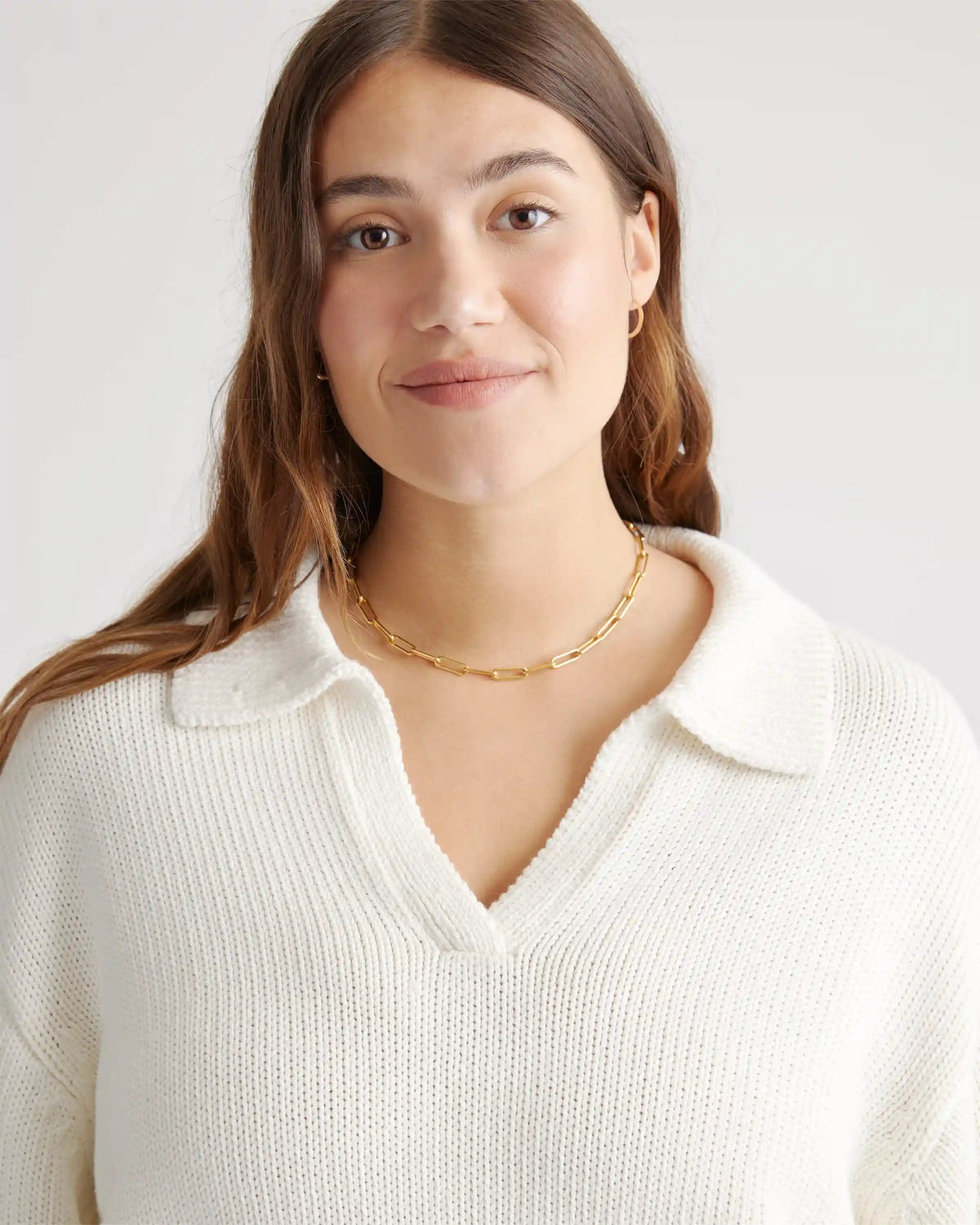 100% Organic Cropped Cotton Polo Sweater