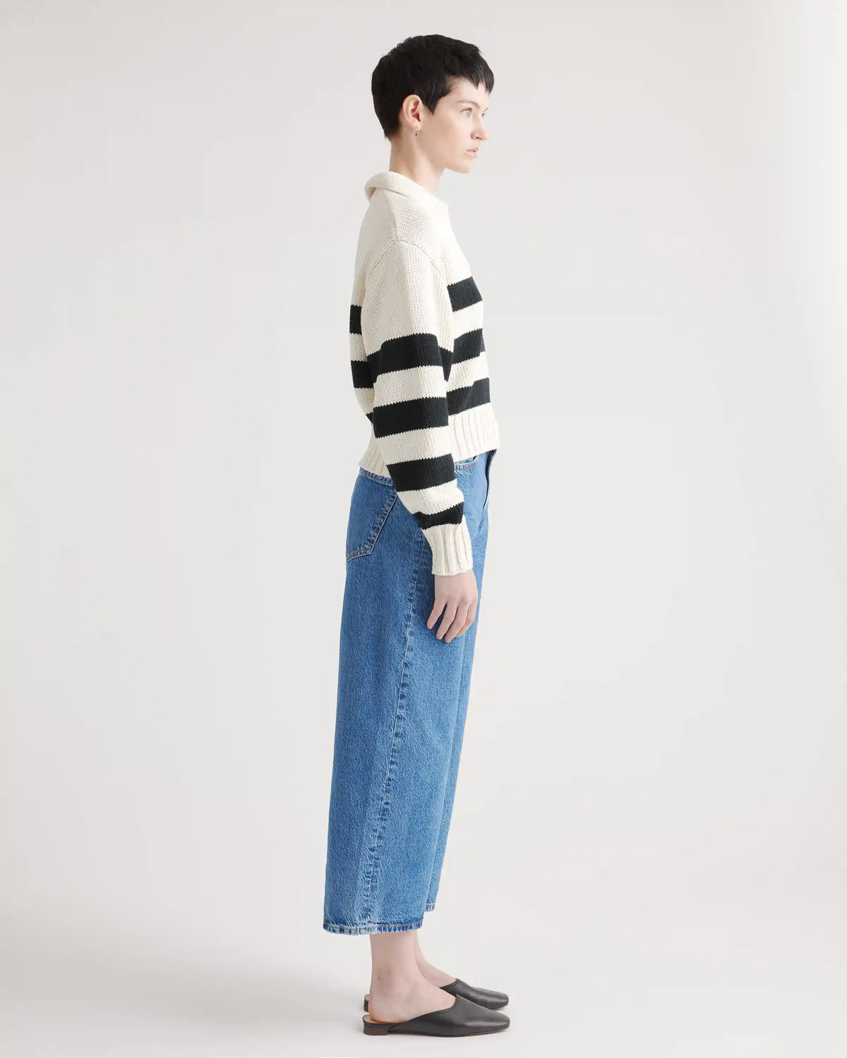 100% Organic Cropped Cotton Polo Sweater