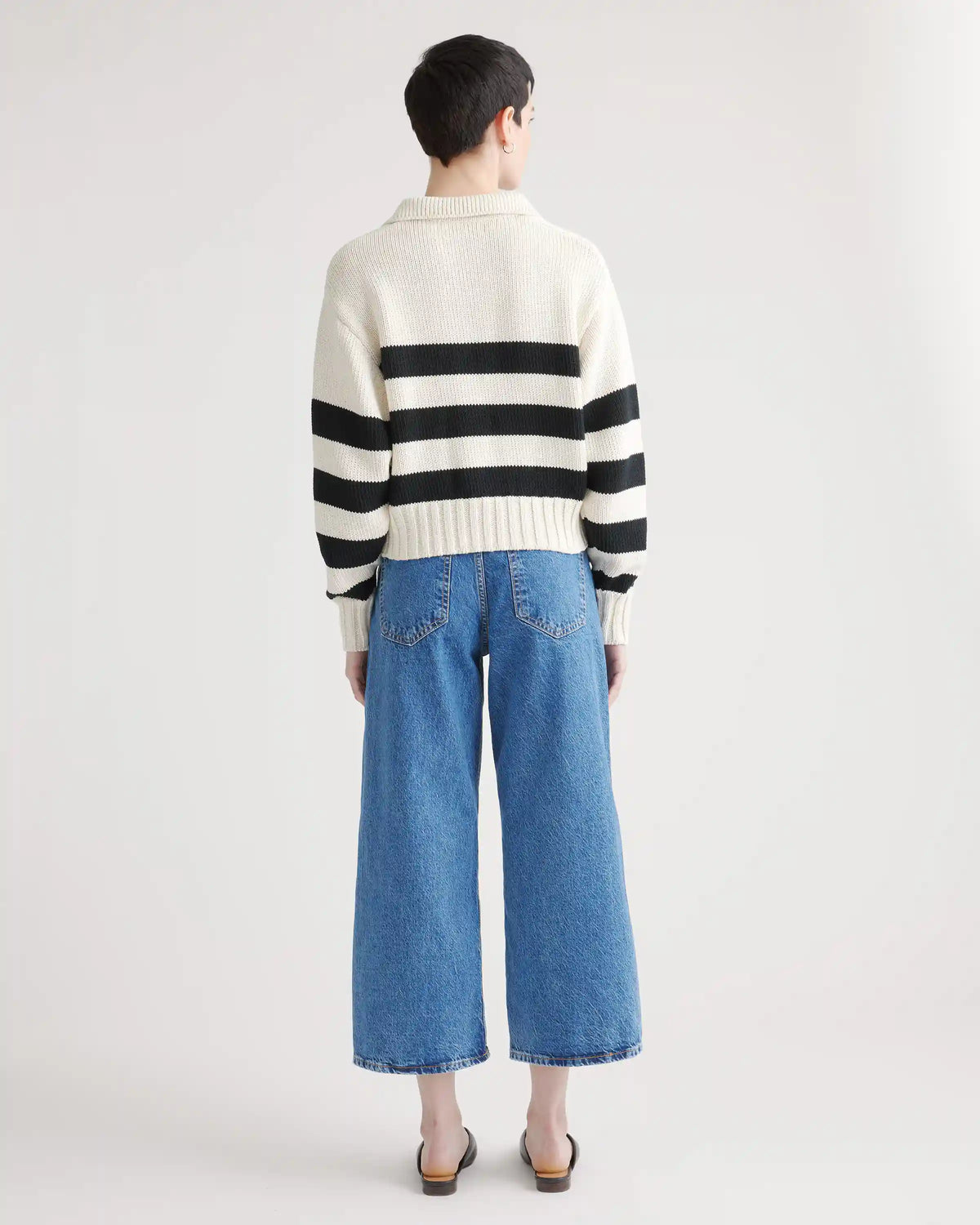 100% Organic Cropped Cotton Polo Sweater