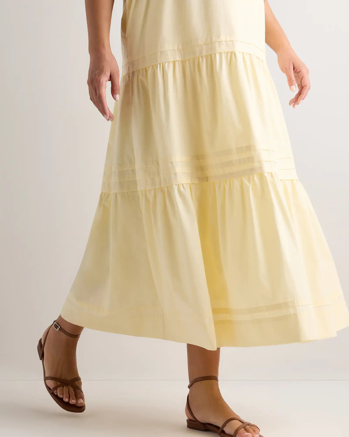 100% Organic Cotton Poplin Maternity Tiered Maxi Dress