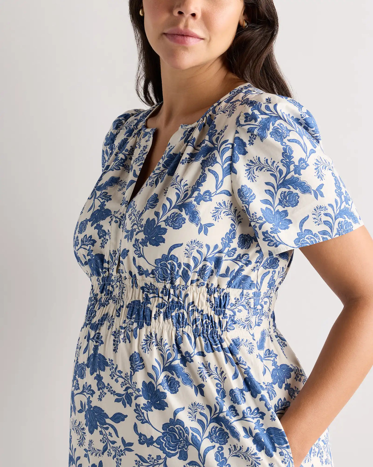 100% Organic Cotton Poplin Maternity Tiered Maxi Dress