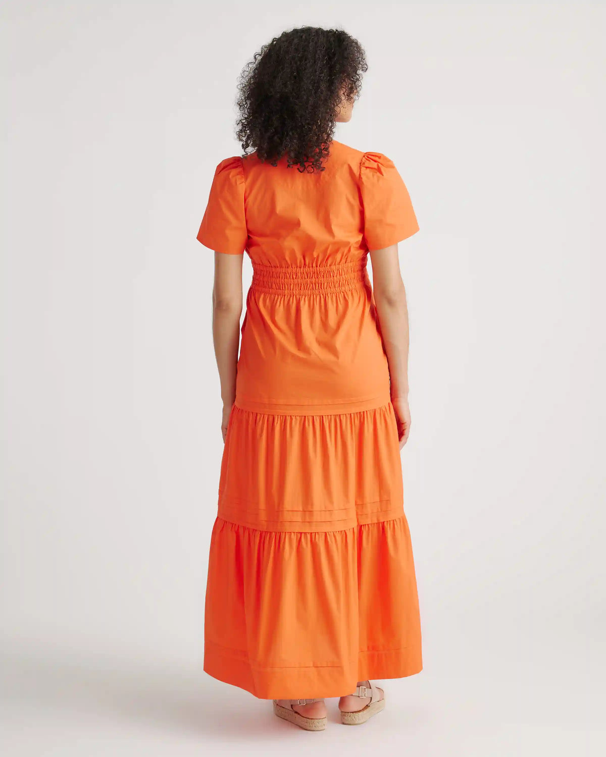 100% Organic Cotton Poplin Maternity Tiered Maxi Dress