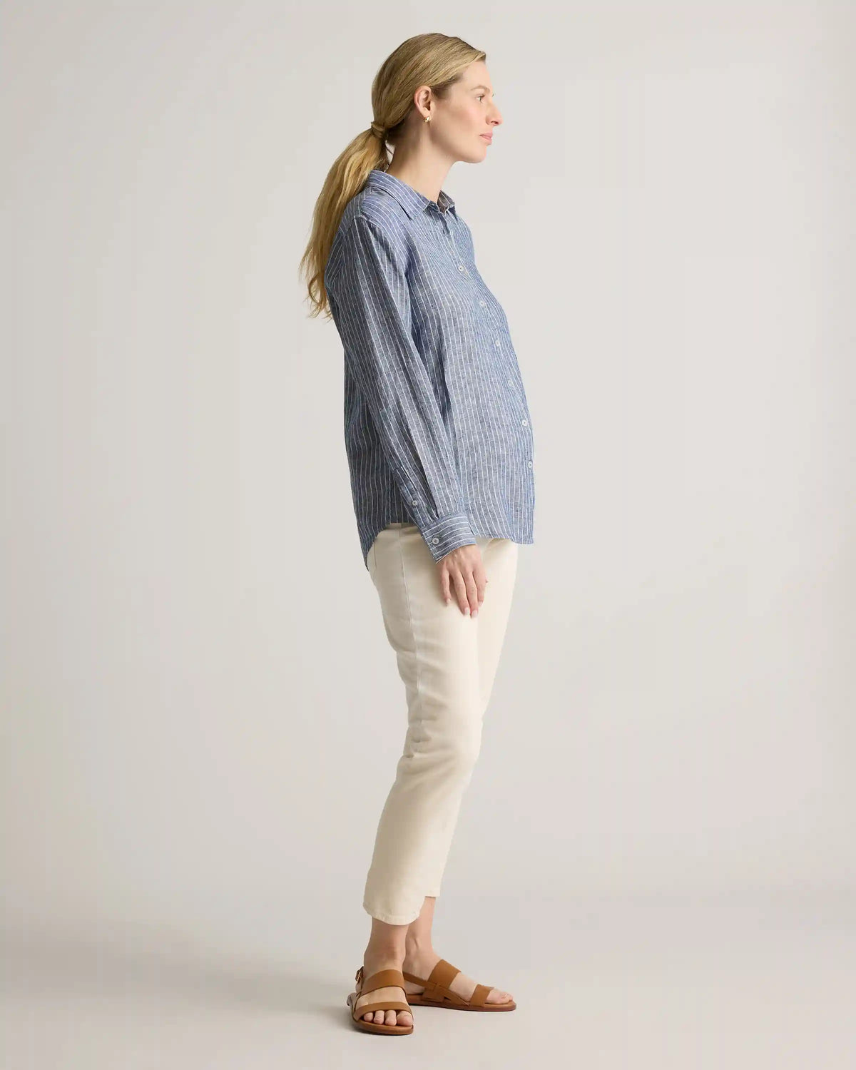 100% European Linen Maternity Long Sleeve Shirt