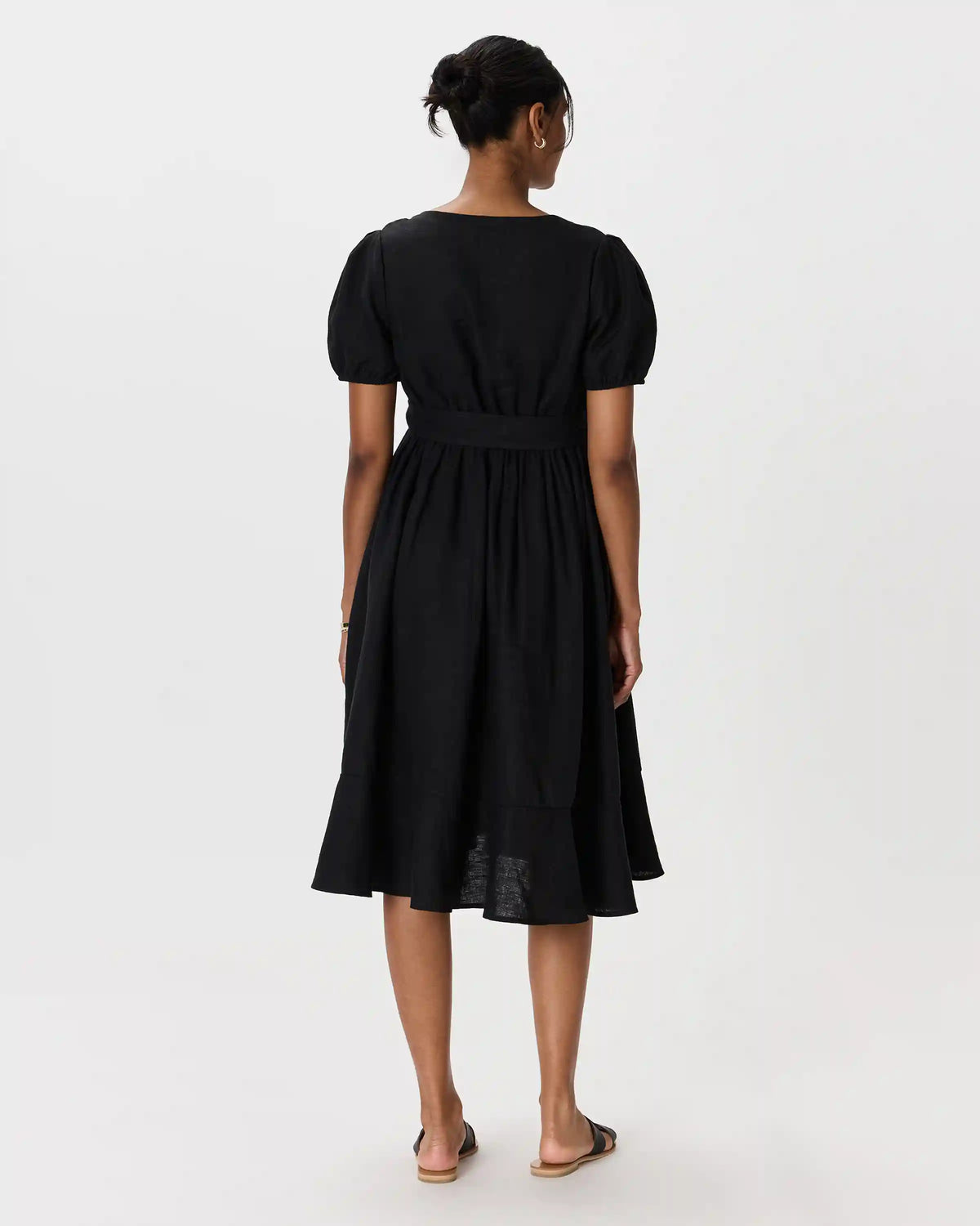 100% European Linen Maternity Short Sleeve Midi Dress