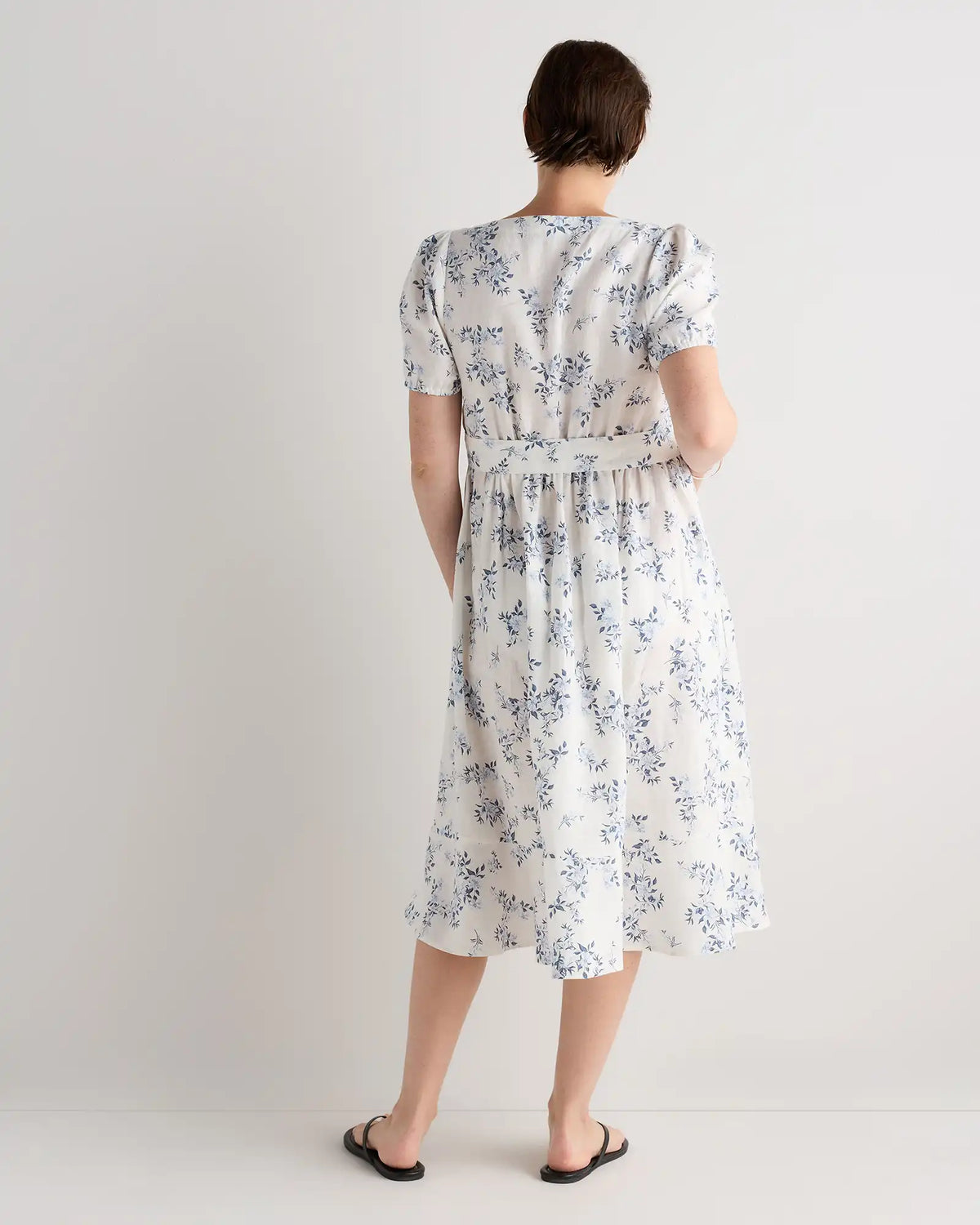 100% European Linen Maternity Short Sleeve Midi Dress